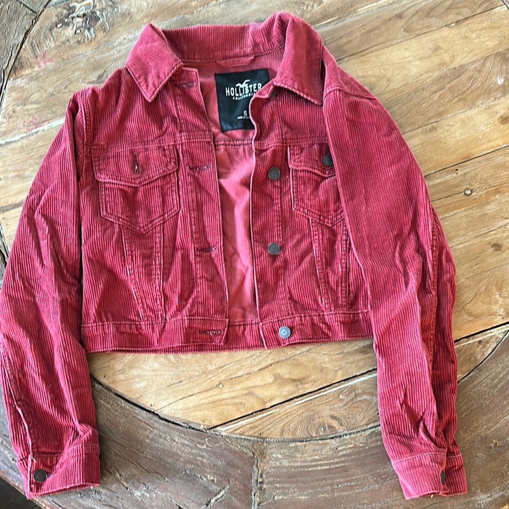 Hollister Red Jean Jacket Corduroy Casual
